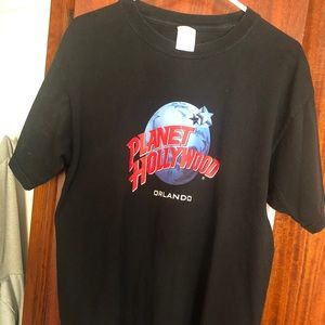 Vintage Planet Hollywood Black Graphic Tee T-shirt
